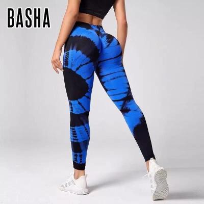 China BASHAsports Breathable 2023 Custom Logo Yoga Gaiters Women Scrunch Butt Seamless New Style High Waisted Gym Tie Dye Gaiters for sale