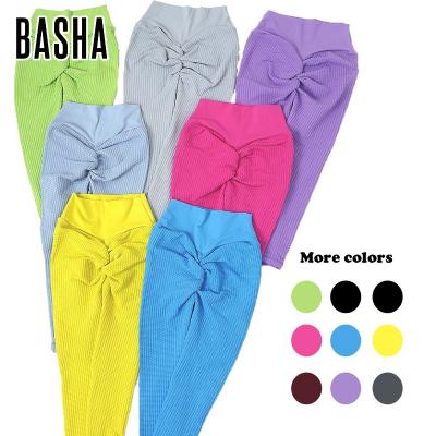 China BASHAsports Anti-Static 2023 Custom Logo Exercise Gaiters High Waist Yoga Pants Honeycomb Hip-Lifting Running Gaiters for sale