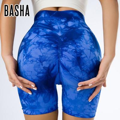 China BASHAsports breathable 2023 custom women's seamless sports running nylon dye yoga gym exercise fitness knitted motorcycle shorts for sale