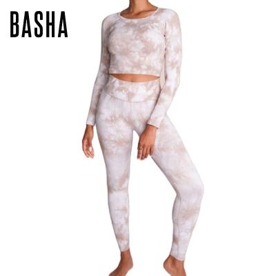 China BASHAsports Breathable 2023 Clothing High Fitness Sports Exercise High Waist Gym Tight Seamless Gaiters Tie Dye Yoga Suit Customized for sale