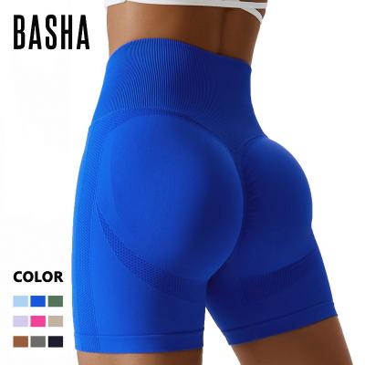 China BASHAsports 2023 New Breathable Fitness Women Gaiters Biker Shorts Gym Sports Tights Waist Running Pants Top Plus Size Yoga Shorts for sale