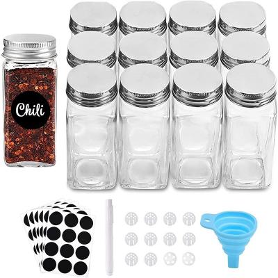 China Viable Jars For Spices 24Pcs Spice Kitchen Organizer Glass Salt And Pepper Shakers With Pour Sift Shaker Lid Stickers Storage Container for sale