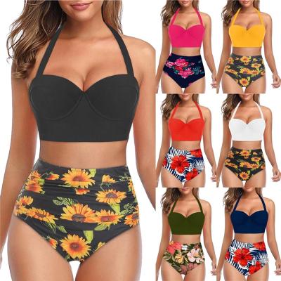 China Breathable 2022 Women Swimsuit Wetsuit Swimming Suit Bikini Set Swimwear Swim High Waist Thong Beach Swimwear R1287 for sale