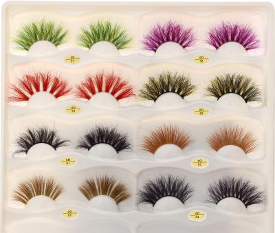 China 2021 25mm Colorful Colored Mink Lashes Vendor Colored Lashes Strips Color Mink Lashes Vendor for sale