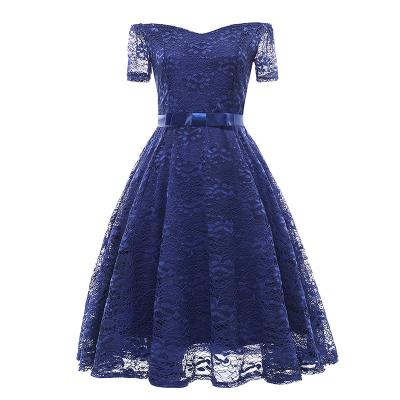 China Washable Ladies Lace Up Cocktail Dress Heaven And Earth Bridesmaids Swing Formal Party Dress for sale