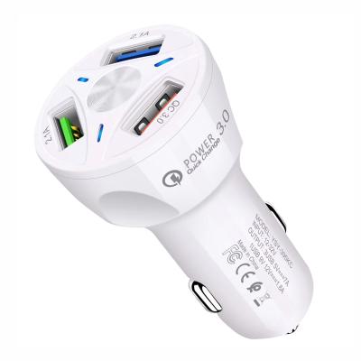 China 2021 New Factory wholesale mobile phone USB car charger QC 3.0 adaptive fast charging 7A 3-port USB car travel adapter for sale