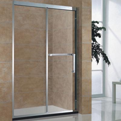 China Modern Frame 8/10 Mm Tempered Glass Brushed Stainless Steel Sliding Shower Door Part Enclosure For Soft Door Closing And Opening for sale