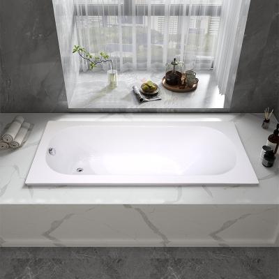 China Enclosed Rectangle Shape High Glossy White Acrylic Embedded Contemporary Bathtub Soaking Tub With Non-slip Design Bottom for sale