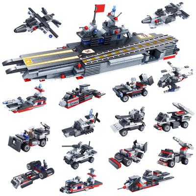 China Building Toy 8 in 1 Educational Multi-assemble Warship Army Battle Transform Building Blocks Toys For Children for sale