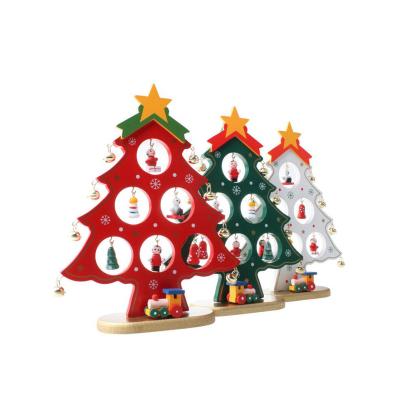 China High Quality Wooden Christmas Tree Decoration 22cm DIY Creative Christmas Craft Assembly Table Decoration for sale