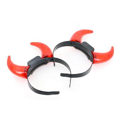 China Party Props Red Light Up LED Horns Evil Headband Cosplay Equipment Costume Headband For Halloween Women Girls Party for sale