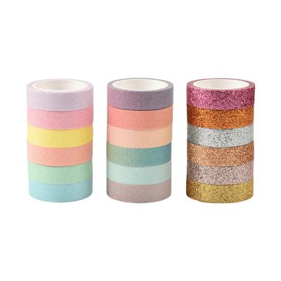 China Japan Macaron Metallic Gradient 6 Six Colors Stationery Glitter Washi Tape Removable Scrapbook Tape for sale