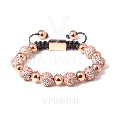 China Cute Christmas Crystal Breaded Adjustable Micro Pave CZ Copper Ball Charms Beaded Bracelet for sale