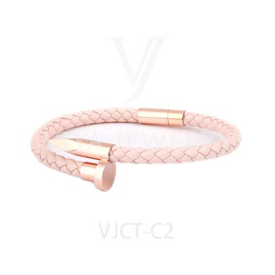 China CLASSIC Fashion Women Quality Braided Synthetic Leather Bracelet Fashion Jewelry for sale