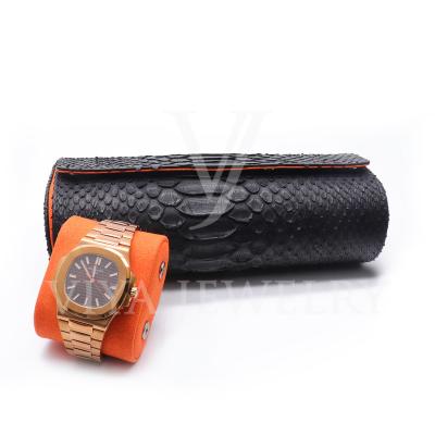 China Luxury Real Python Leather Watch Roll Up Bracelet Case Jewelry Boxes for sale