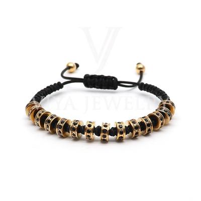 China TRENDY Fashion Woven CZ Stone Bead Men Letters Bead Macrame Beads Bracelets for sale