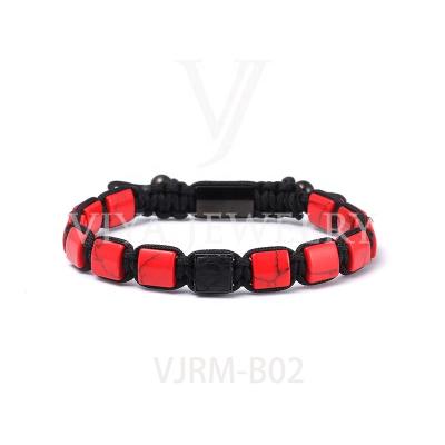 China Handmade square bead bracelet fashion punk red natural stone DIY bracelet for sale