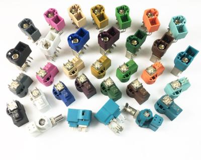 China Automobile 4P 4 RF Vertical Blue Patch Panel Coaxial Connector Male Male Head Z Type Seat for sale