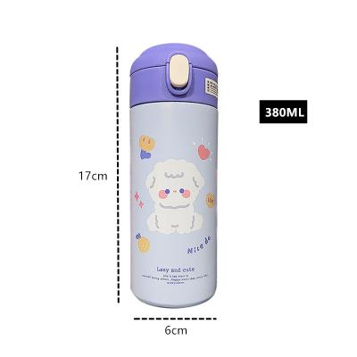 China 380Ml Portable Cartoon Child Girl Kid Girl Stainless Steel Vacuum Cute Straw Thermos Cup Gift for sale