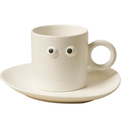 China Viable modern creative personality simple eyes cup saucer three-dimensional ceramic set for sale