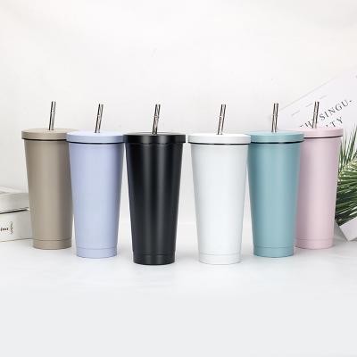 China Custom Viable Logo Stainless Steel Vacuum Double Wall Car Ride With Lid Straw Insulated Coffee Tumbler for sale