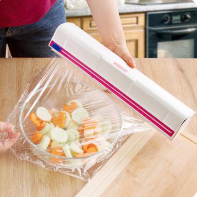 China Kitchen Fresh Food Fruit Minimalist Wholesale Vegetable Plastic Cling Film Slide Wrap Dispenser Cutter for sale