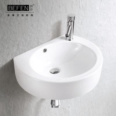 China Modern promotional home or hotel hand wash ceramic wall hung basin one piece wall hung basin for sale