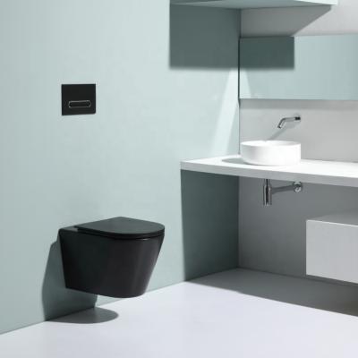 China Hidden Toilet Black Color Wc Toilet Tank Wall Hanging Matte Black Toilet for sale