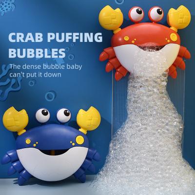 China Water Spray Machine 2 In 1 Baby Bathroom Toys Blowing Bubble Bath Toy Maker Automatic Bubble Crab With Music for sale