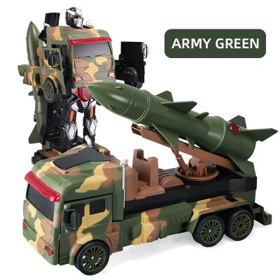 China New Design 2.4G App Controlled 1:12 Light Spray Military Camouflage Deformation Car Wholesale Kids Robot Vehicle Toys Remote Control Car for sale