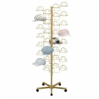 China Floor-to-Ground Corrosion Protection Rack Vertical Movable Black Wrought Iron Shelf Single Hat Display Rack Store Rack for sale