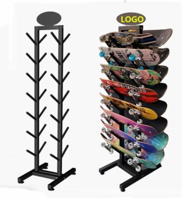 China Adult Powder Coating Steel Skateboard Display Rack With Wheels Storage Rack for sale