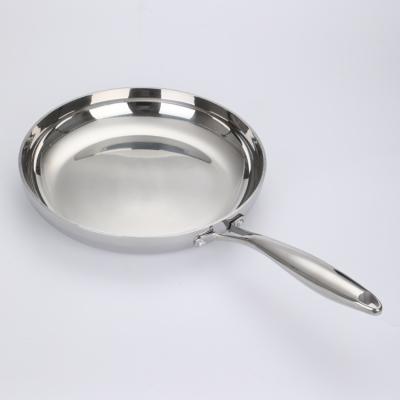 China Sustainable 304 Stainless Steel Cookware Set Metal Griddle Pan Triple Fry Pan Pancakes Cooking Gunwale Frying Pan Frying Pans for sale