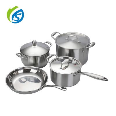 China Sustainable Jiashida kitchen pot sets German accessories kitchen utensils 304 stainless steel cookware set for sale