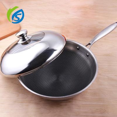 China Jiashida pots and pans cookware set flat bottom wok pan durable non-stick stainless steel wok with a steel handle for sale