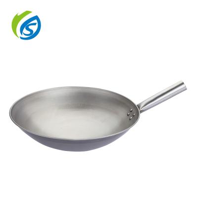 China Sustainable Traditional Carbon Steel Construction Iron Handle Iron Wok With Single Iron Handle for sale