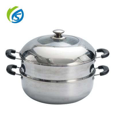 China Sustainable 3 Layer Stainless Steel Stack Steamer Pot Set Cooking Steamer Stainless Steel Steamer Pot for sale