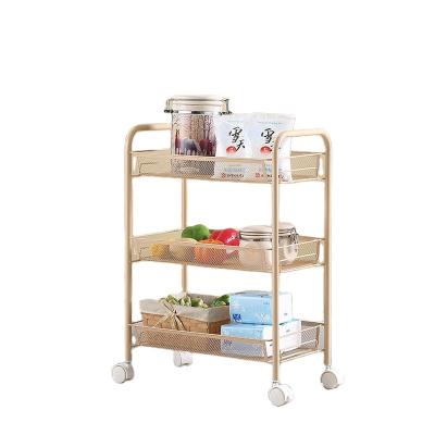 China Factory Brand Storage Cart 2-5 Tiers Kitchen Bathroom Living Room Living Room Net Organizer Serving Rack Mobile Storage Trolley Trolley for sale