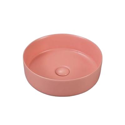 China Factory export goods modern art basin round sink matte color sanitary pink ceramic sink for bathroom for sale