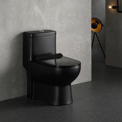 China Double-Flow High Temperature Firing Matte Black Toilet Ceramic WC Lavatory One-Piece Bathroom for sale