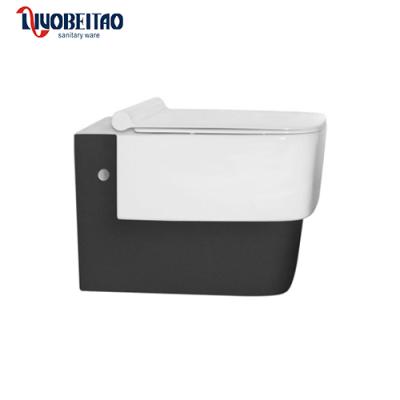 China Hidden Cistern Porcelain Black P-trap Wall Mount European Standard White Toilet for sale