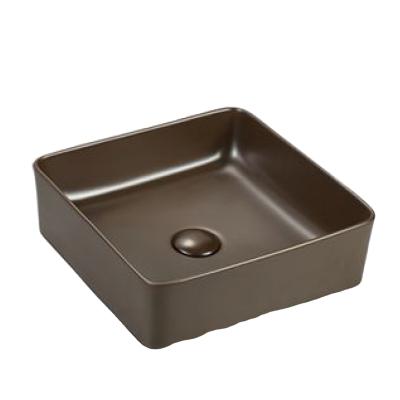 China Metered Square Faucets Chaozhou Bathroom Products Hotel Countertop Brown Matte Washbasin for sale