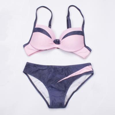 China Vintage Fashion Print Bikini Slit Body Breathable Sexy Casual Swimwear Two Piece No Underwire Bathing Suit for sale