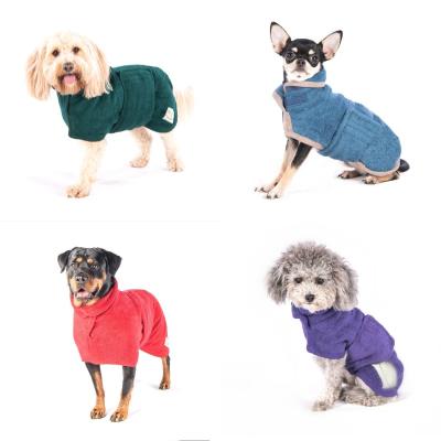 China Sustainable Customized Soft Pet Bathrobe Bath Grooming Dog Towel Drying Coats Bathrobe For Dogs for sale