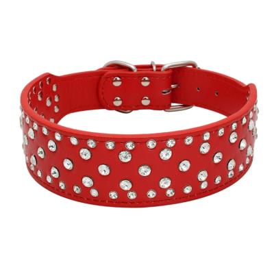 China 3 Inch Wide Custom PU Solid Color Leather Soft Dog Collar Cheap Viable Faux Stone Leather Dog Collar for sale