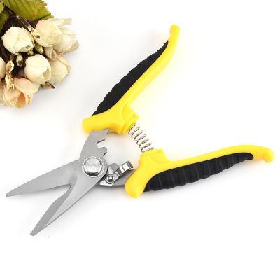 China Non-slip Grip Handle Stainless Steel Garden Scissors Pruning Tree Branch Shears Fruit Tree Pruning Black/Yellow Handle Scissors for sale