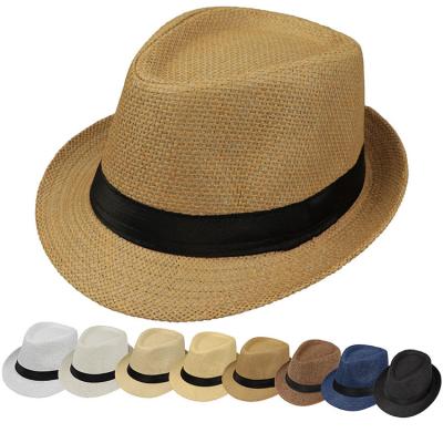 China 2021 Image Sun Loose Ribbon Beach Men Summer Beach Paper Straw Felted Hat Hats for sale