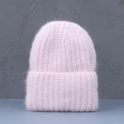 China Fashion COMMON Rabbit Fur Beanies Women Knit Slouchy Women Knitted Beanie Hat Winter Warm Hat Caps for sale