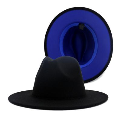 China Wholesale New Picture Colors High Quality Wool Felt Fedora Hat 2 Tone Hats Wide Brim Fedora Hats for sale