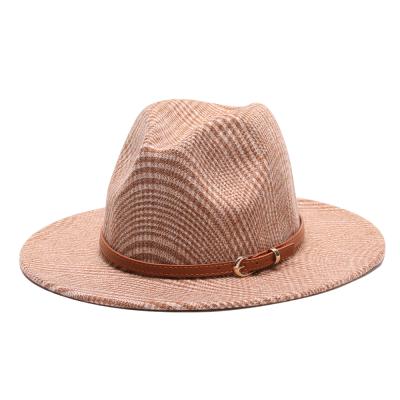 China 2021 Elegant Top Lattice Belt Accessories Fashionable Women's Gold Fedora Hat for sale